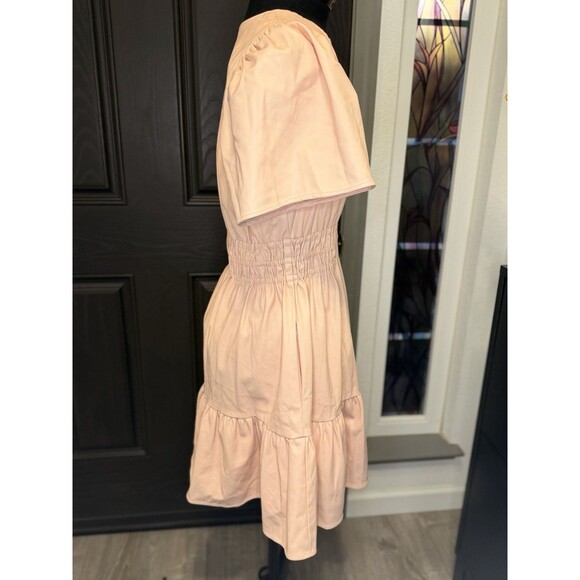 Anthropologie The Somerset Mini Dress Vegan Leather in Blush V-Neck Size S - Picture 7 of 10